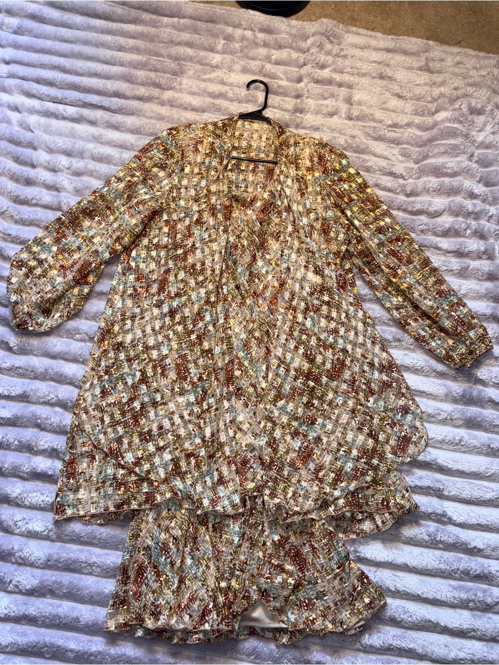 Saks Fifth Avenue Metallic Multicolor Knit Pajama Set